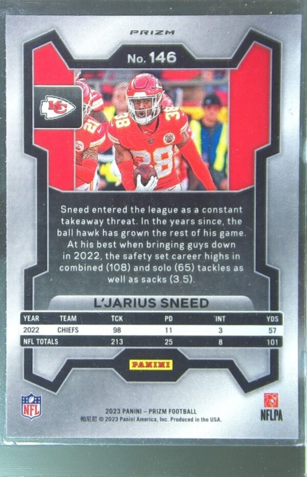 2023 Prizm L'Jarius Sneed Red White and Blue #146 Chiefs - Image 3