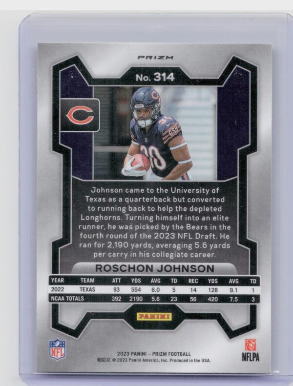 2023 Prizm Roschon Johnson Silver #314 Bears - Image 3