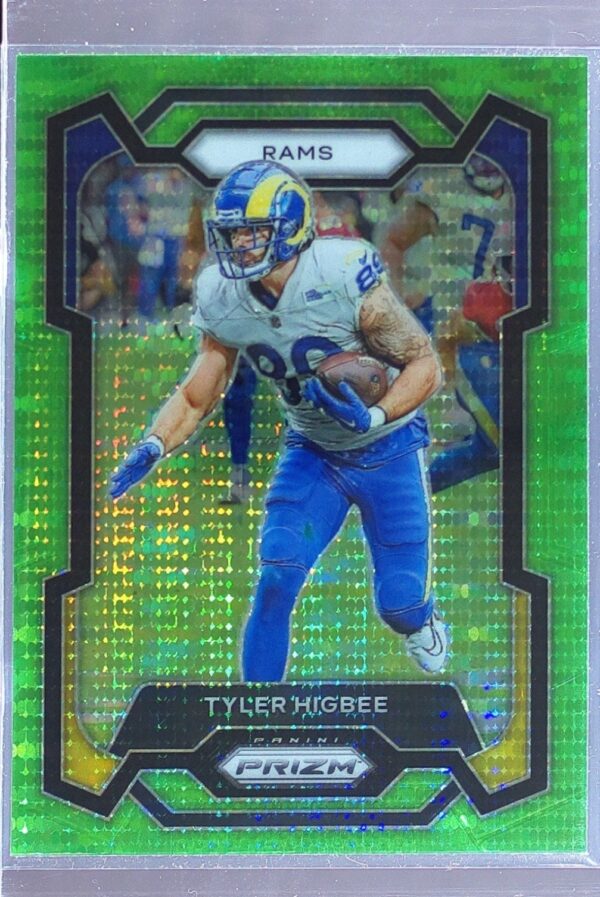 2023 Prizm Tyler Higbee Neon Green Pulsar #170 Rams