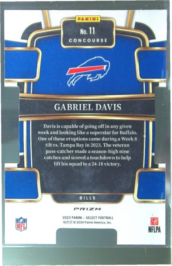 2023 Select Gabriel Davis Red and Yellow Prizms Die Cuts #11 Bills - Image 3