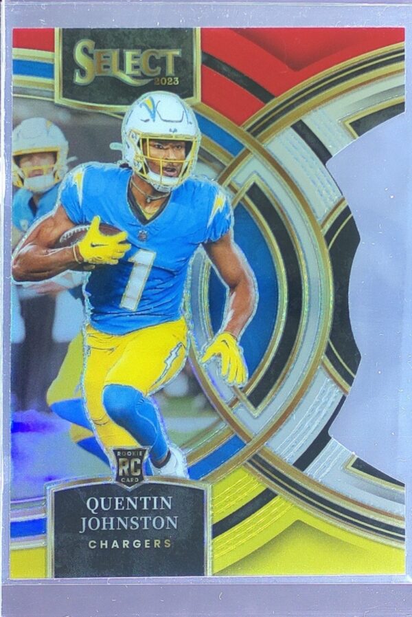 2023 Select Quentin Johnston Red and Yellow Prizms Die Cuts RC #196 Chargers