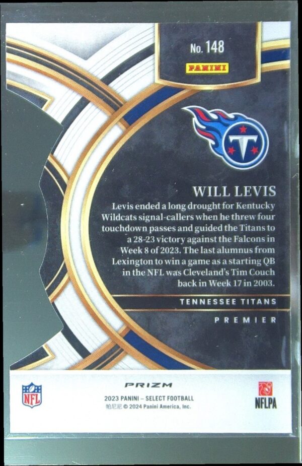 2023 Select Will Levis Black and Gold Prizms Die Cuts RC #148 Titans - Image 3