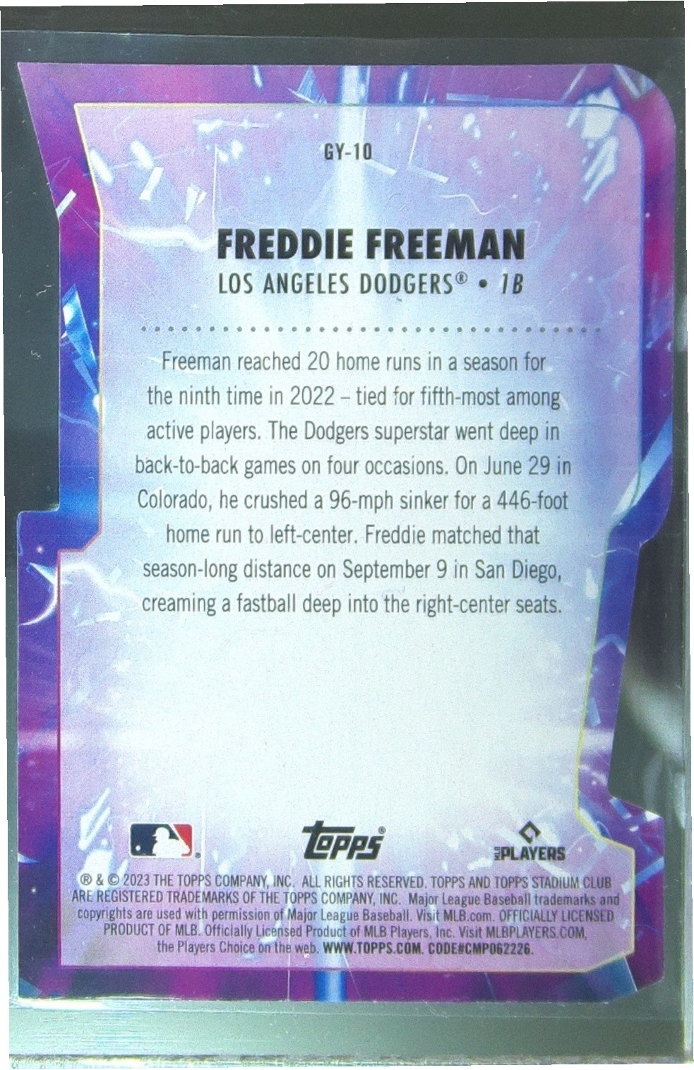 2023 Stadium Club Freddie Freeman #GY-10 Dodgers Goin' Yard Red - Image 3