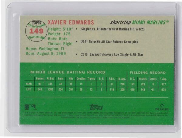 2023 Topps Chrome Platinum Anniversary Xavier Edwards Blue Prism Refractor #149 - Image 3
