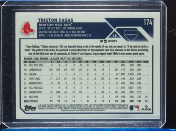 2023 Topps Chrome Triston Casas RC #174 Sox - Image 3