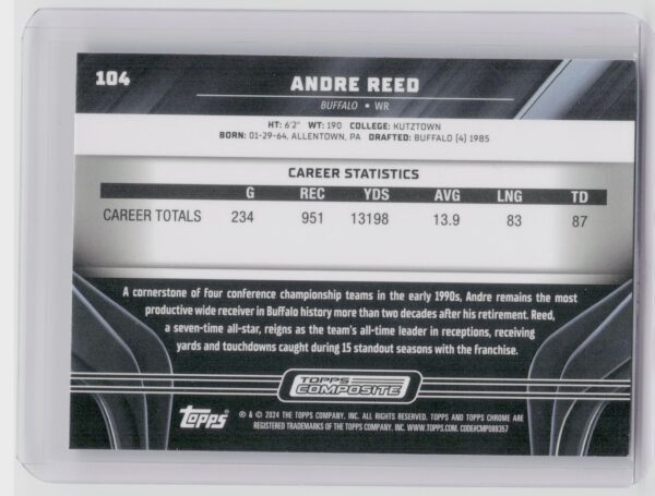 2023 Topps Composite Andre Reed #104 Bills - Image 3