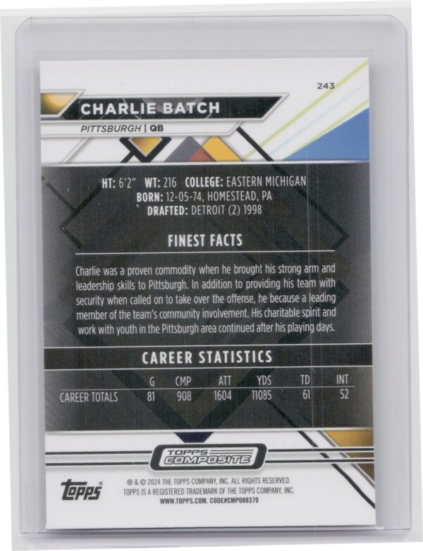 2023 Topps Composite Charlie Batch Finest Checkerboard Refractor #243 Steelers - Image 3