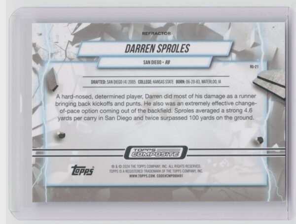 2023 Topps Composite Darren Sproles #RG-21 Chargers Resurgence Grounded - Image 3