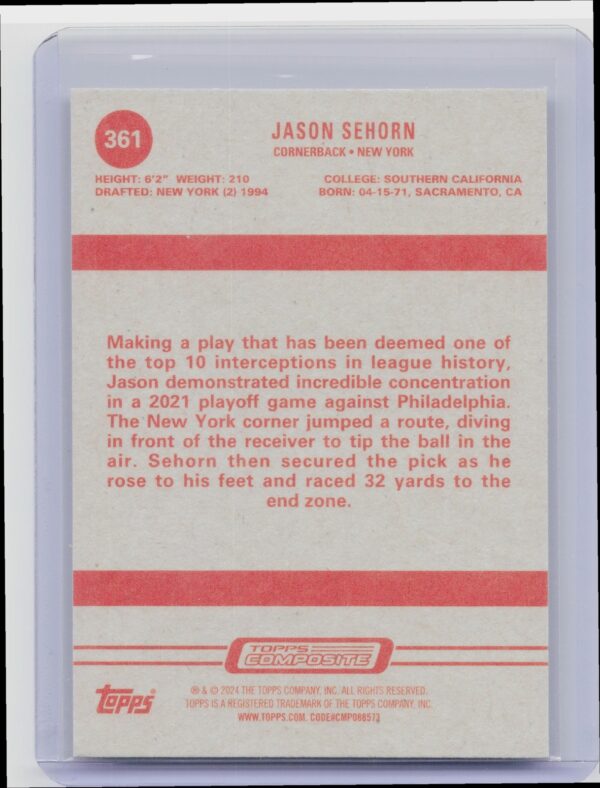 2023 Topps Composite Jason Sehorn #361 Giants - Image 3