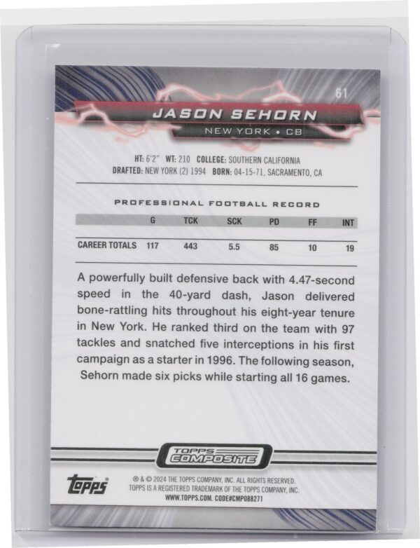 2023 Topps Composite Resurgence Jason Sehorn #61 Giants - Image 3