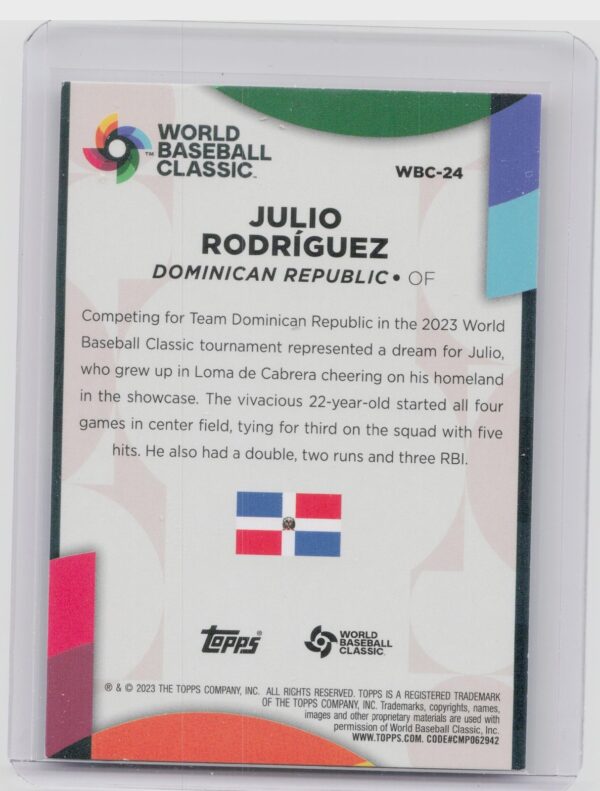 2023 Topps Julio Rodriguez #WBC-24 Republic World Baseball Classic Stars - Image 3
