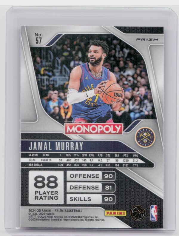 2024-25 Panini Prizm Monopoly Jamal Murray Red Prizms #57 Nuggets - Image 3