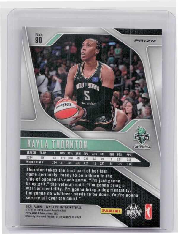 2024-25 Panini Prizm WNBA Kayla Thornton Ice Prizms #90 Liberty - Image 3