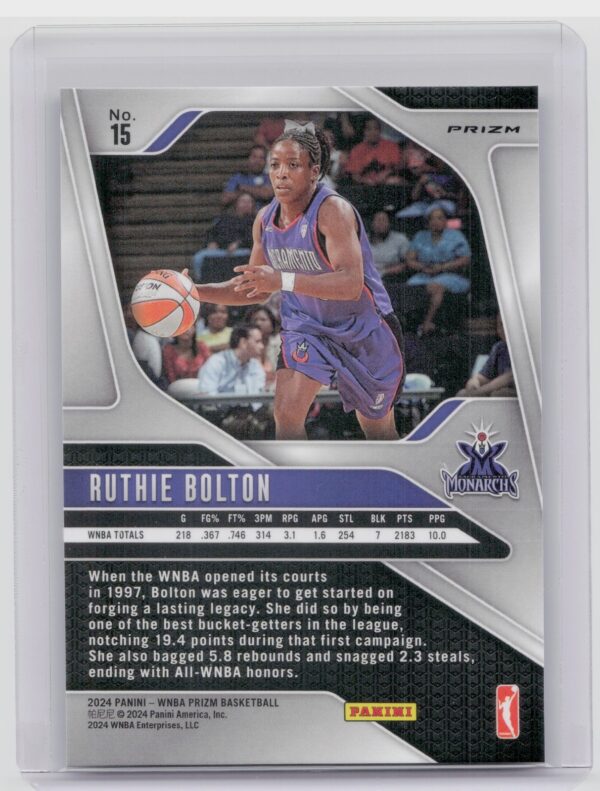 2024-25 Panini Prizm WNBA Ruthie Bolton Ice Prizms #15 Monarchs - Image 3
