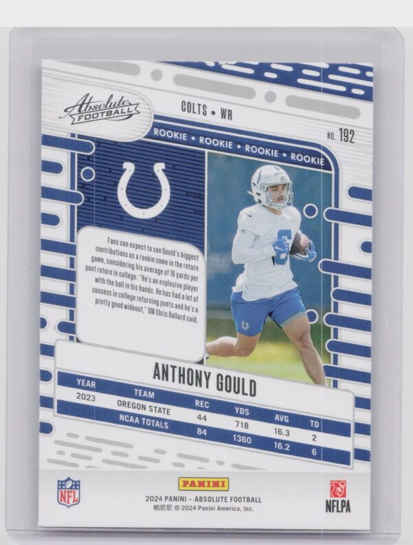 2024 Absolute Anthony Gould Red and Blue RC #192 Colts - Image 3