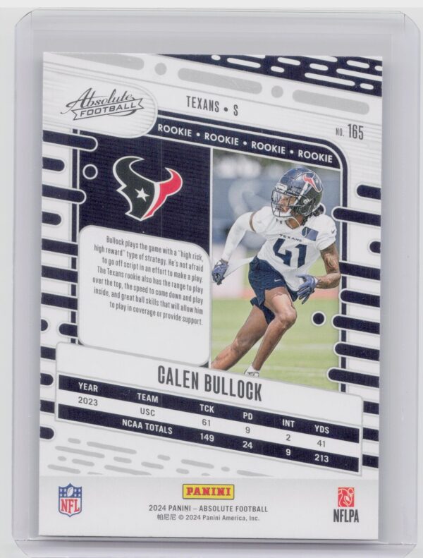 2024 Absolute Calen Bullock Red and Blue RC 165 Texans - Image 3