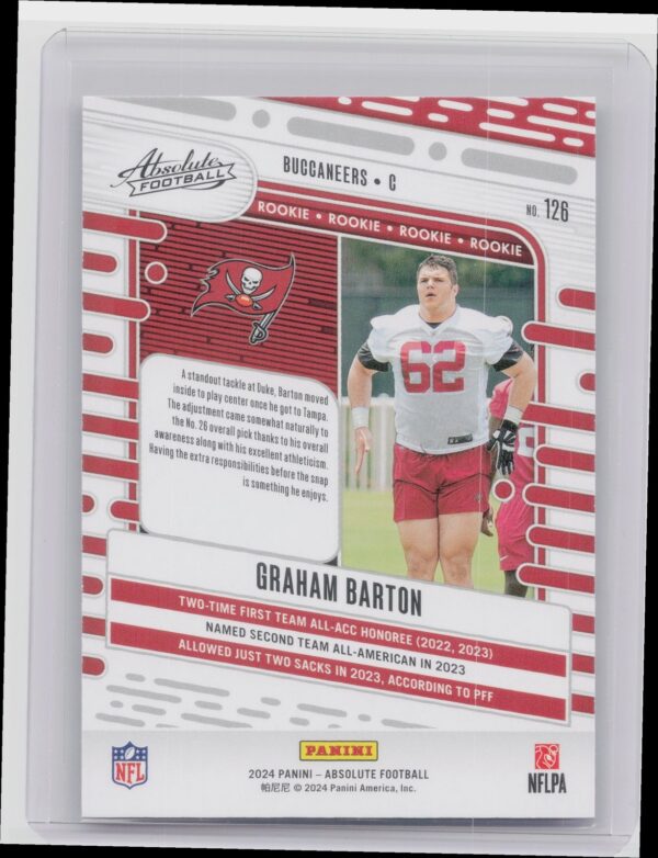 2024 Absolute Graham Barton RC 126 Buccaneers - Image 3