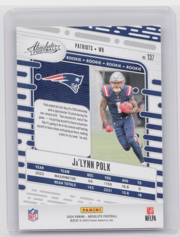 2024 Absolute Ja'Lynn Polk Red and Blue RC 137 Patriots - Image 3