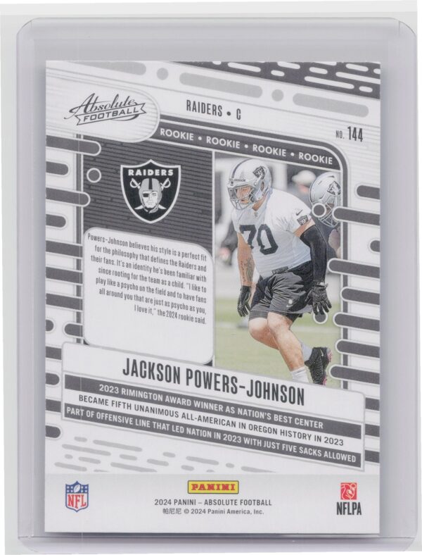 2024 Absolute Jackson Powers-Johnson Red and Blue RC #144 Raiders - Image 3