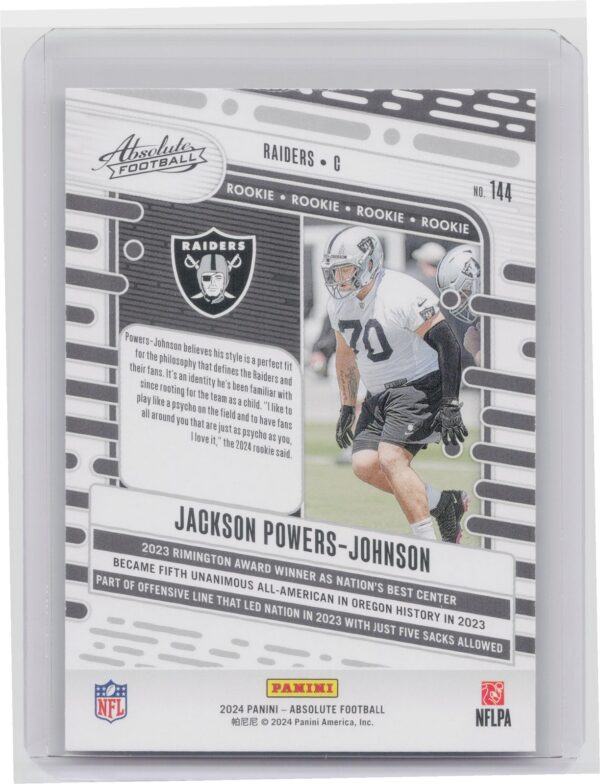 2024 Absolute Jackson Powers-Johnson Red and Blue RC #144 Raiders - Image 3
