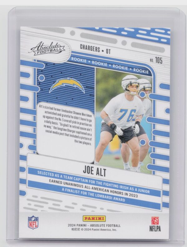 2024 Absolute Joe Alt Red and Blue RC #105 Chargers - Image 3