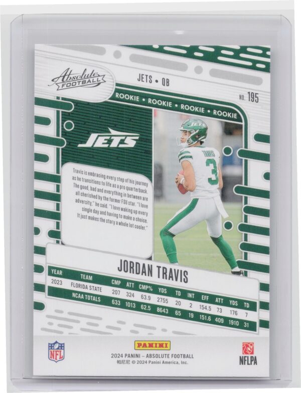 2024 Absolute Jordan Travis Red and Blue 195 Jets - Image 3