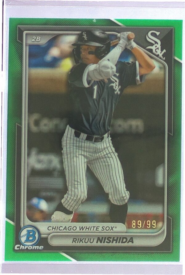 2024 Bowman Chrome Rikuu Nishida /99 #BCP-188 Sox Prospects Green Refractors