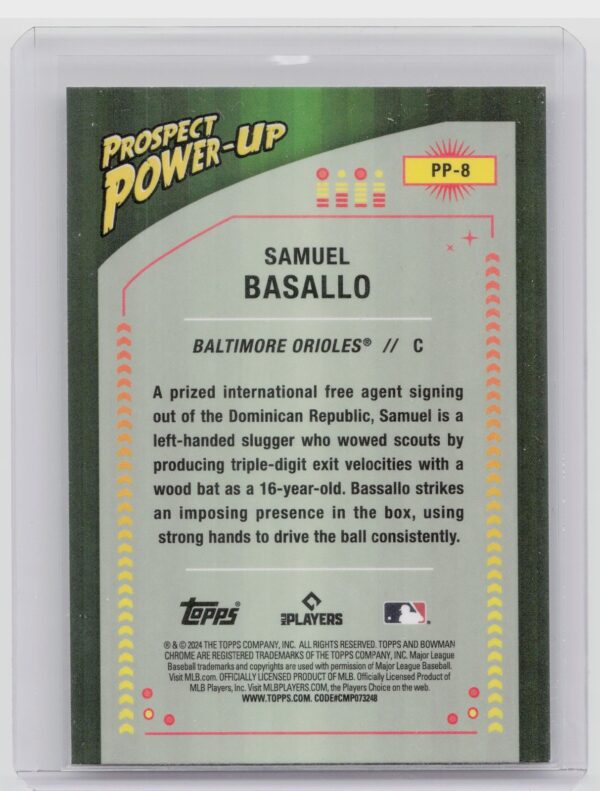 2024 Bowman Samuel Basallo #PP-8 Orioles Prospect Power Up - Image 3