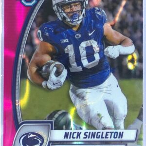 2024 Bowman University Chrome Nick Singleton Pink Lava Refractor RC 188 Lions