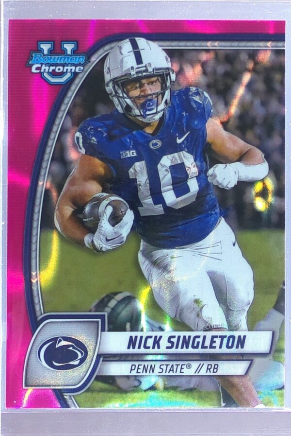 2024 Bowman University Chrome Nick Singleton Pink Lava Refractor RC 188 Lions