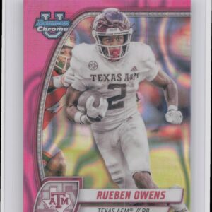 2024 Bowman University Chrome Rueben Owens Pink Lava Refractor 76 Aggies
