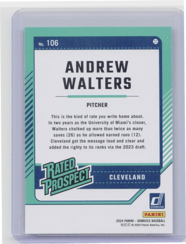 2024 Donruss Andrew Walters Laser #106 Guardians - Image 3