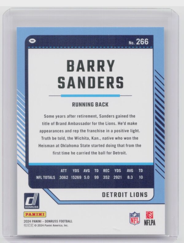 2024 Donruss Barry Sanders 266 Lions - Image 3