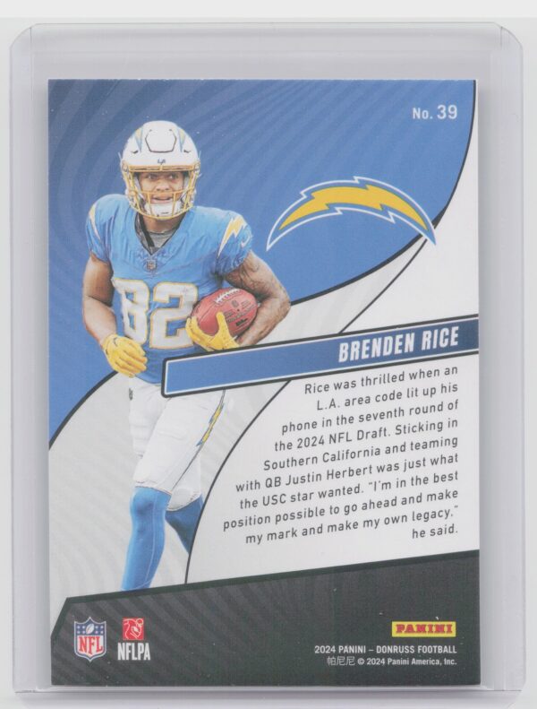 2024 Donruss Brenden Rice 39 Chargers Rookie Revolution - Image 3