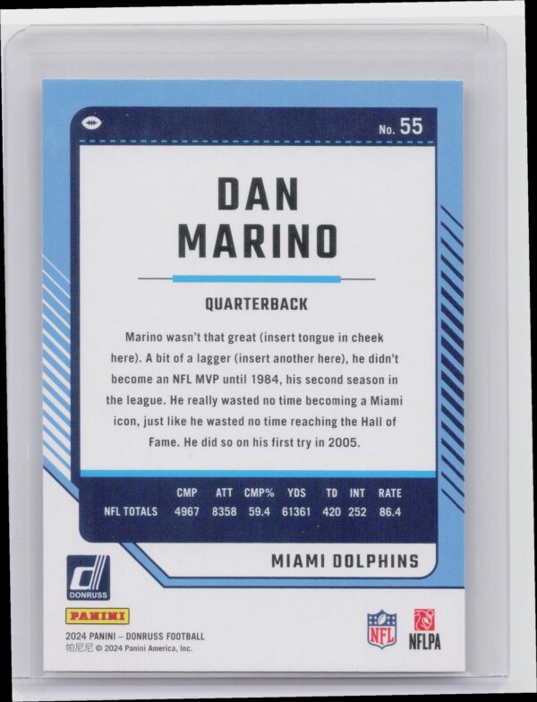 2024 Donruss Dan Marino 55 Dolphins - Image 3