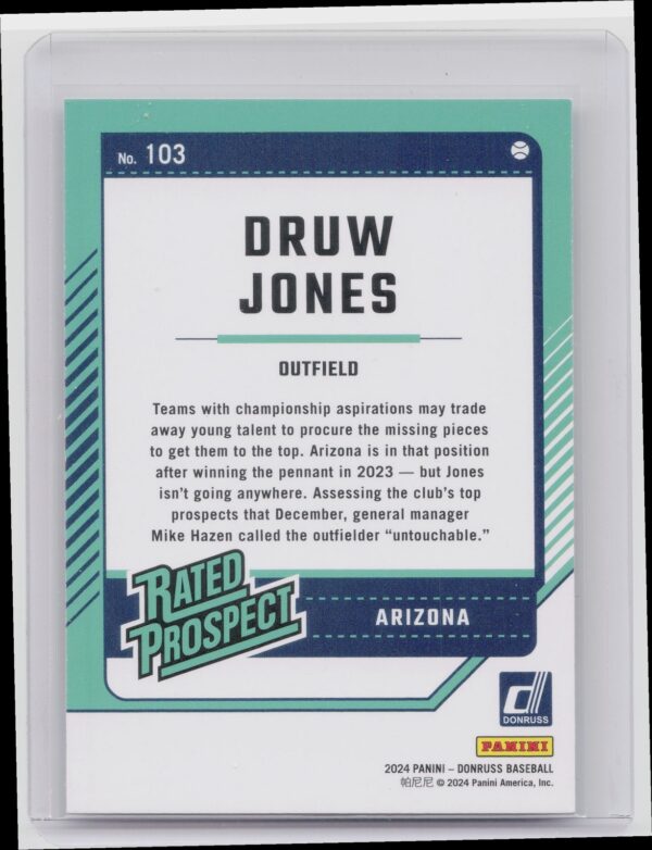 2024 Donruss Druw Jones #103 Diamondbacks - Image 3