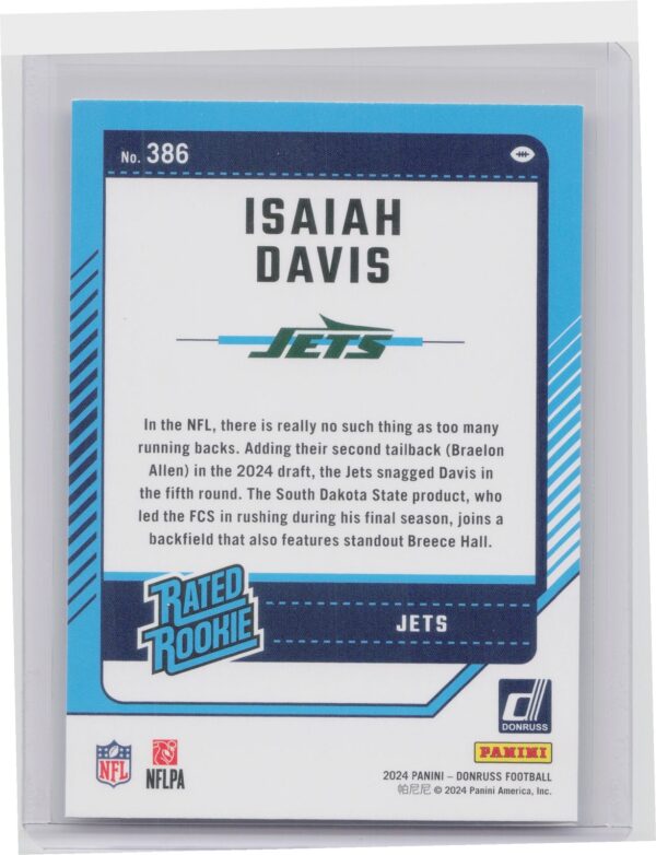 2024 Donruss Isaiah Davis RC 386 Jets - Image 3