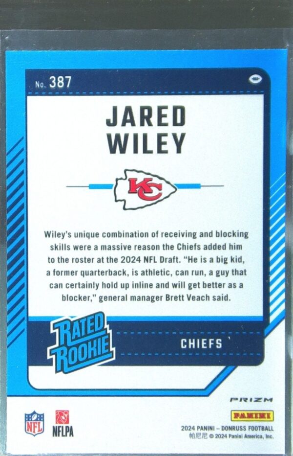 2024 Donruss Jared Wiley Optic Rated Rookies Preview Red Pandora RC 387 Chiefs - Image 3