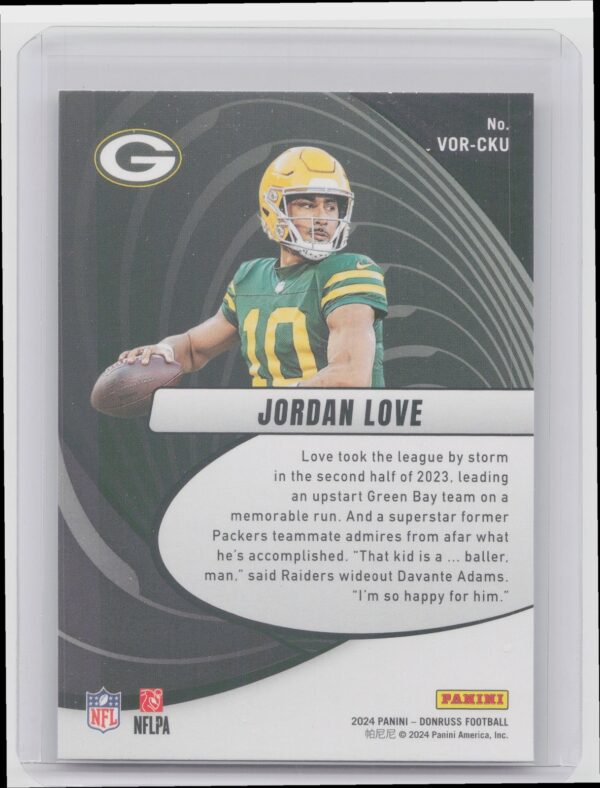2024 Donruss Jordan Love VOR-CKU Packers Vortex - Image 3