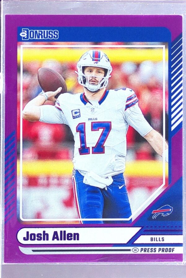 2024 Donruss Josh Allen Press Proof Purple 300 Bills