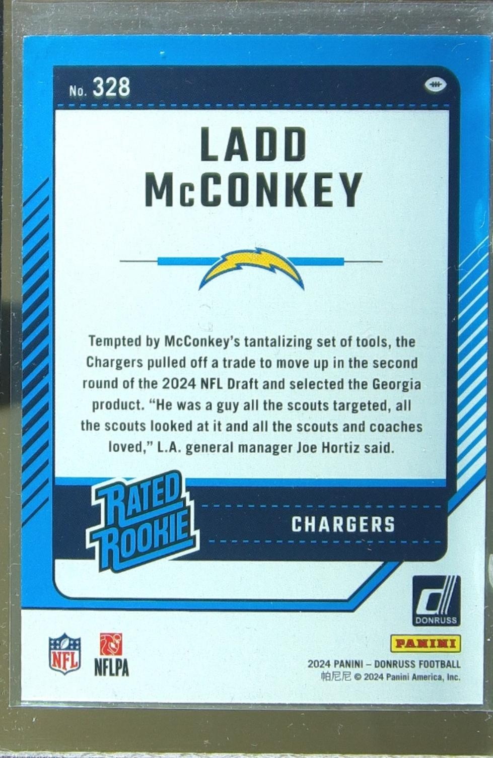 2024 Donruss Ladd McConkey RC #328 Chargers - Image 3