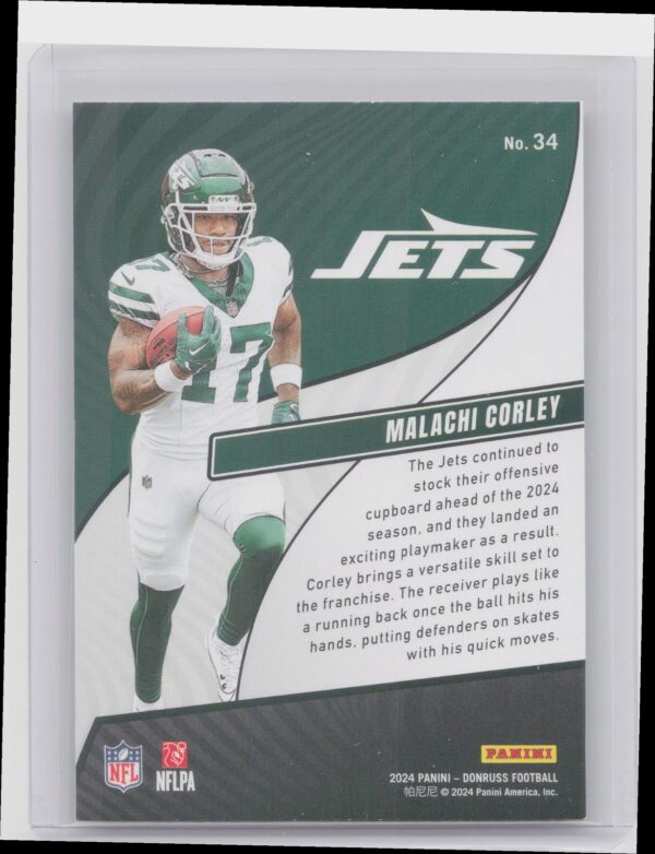 2024 Donruss Malachi Corley 34 Jets Rookie Revolution - Image 3