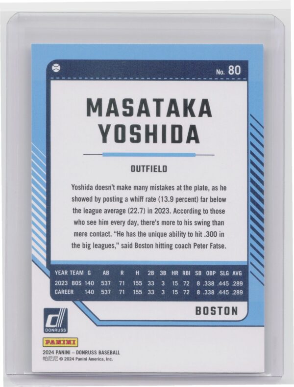 2024 Donruss Masataka Yoshida #80 Sox - Image 3