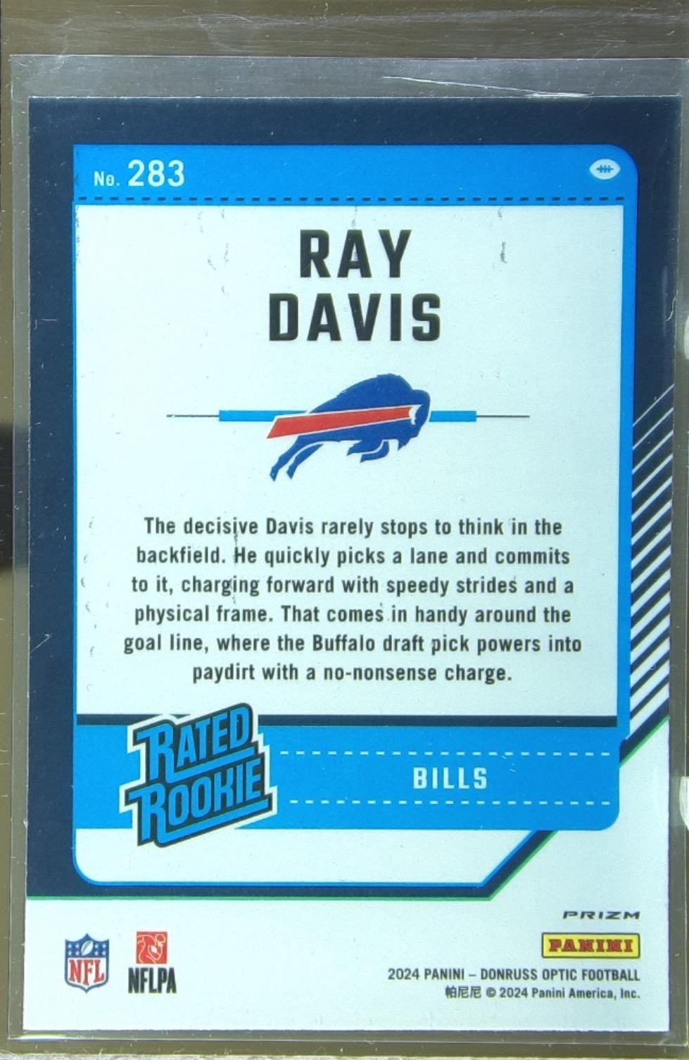 2024 Donruss Optic Ray Davis Red Mojo RC #283 Bills - Image 3