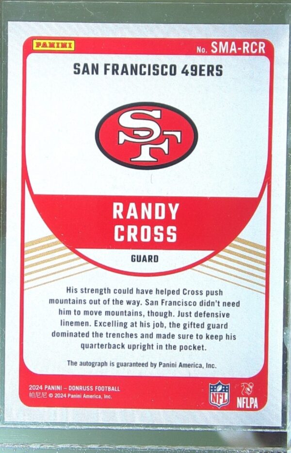 2024 Donruss Randy Cross Auto #SMA-RCR 49ers Signature Marks - Image 3