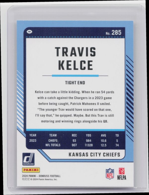 2024 Donruss Travis Kelce 285 Chiefs - Image 3
