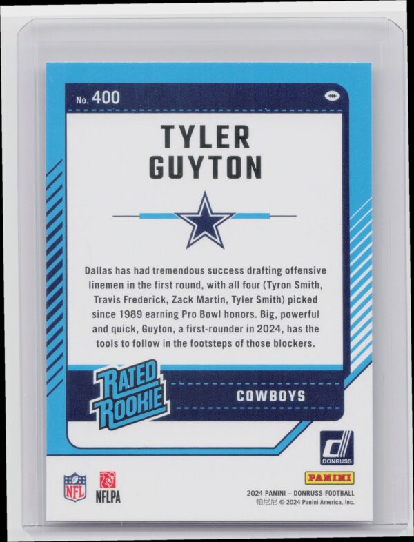 2024 Donruss Tyler Guyton RC 400 Cowboys - Image 3