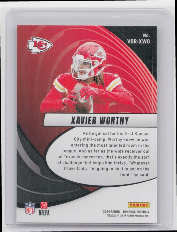 2024 Donruss Xavier Worthy VOR-XWO Chiefs Vortex - Image 3