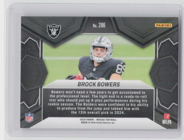 2024 Panini Mosaic Brock Bowers RC 286 Raiders - Image 3