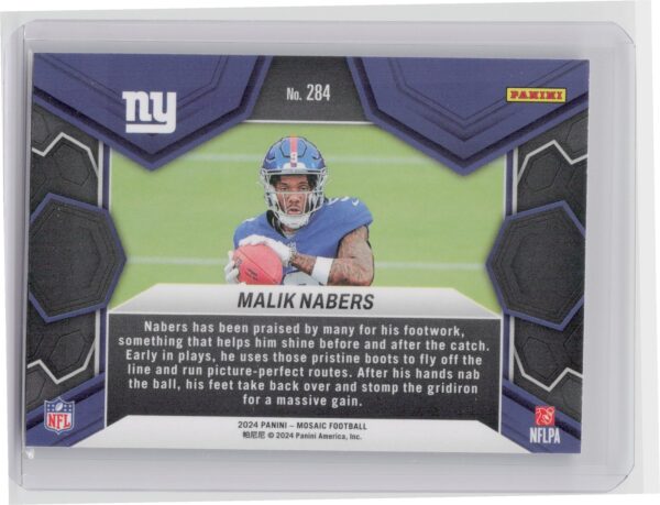 2024 Panini Mosaic Malik Nabers NFL Debut 284 Giants - Image 3